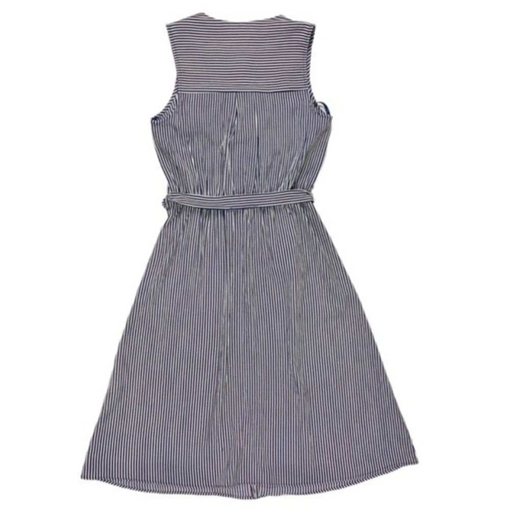 Monteau Striped Button Front Midi Shirt Dress Women S Navy White Office Chic New - Picture 5 of 12